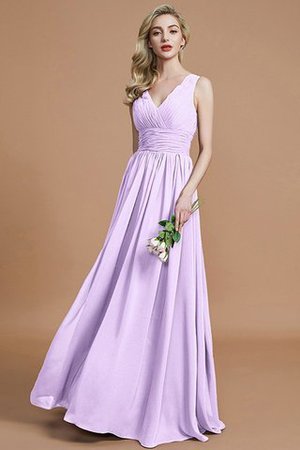 V-Ausschnitt Prinzessin Ärmelloses Natürliche Taile Chiffon Brautjungfernkleid - Bild 24