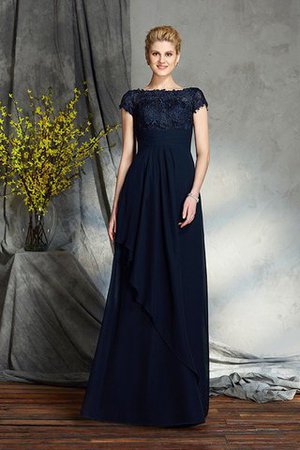 Bateau Kurze Ärmeln Normale Taille Chiffon Bodenlanges Brautmutterkleid - Bild 4