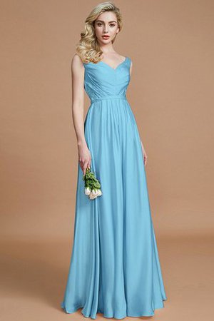 Normale Taille Prinzessin Ärmellos Bodenlanges Brautjungfernkleid aus Chiffon - Bild 8