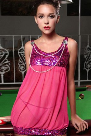 Rot Bateau Sexy Glamourös Chiffon Tolle Babydoll