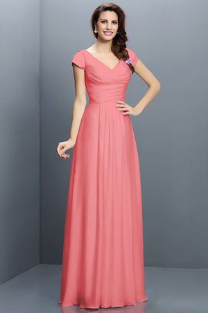 Reißverschluss Kurze Ärmeln Plissiertes Prinzessin Brautjungfernkleid aus Chiffon - Bild 28