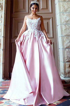 Morden Ärmelloses Satin Reißverschluss Ballkleid mit Applike mit Sweep Zug