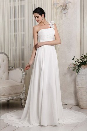 Ein Schulterfreies Empire Taille Chiffon Sittsames Brautkleid mit Kapelle Schleppe - Bild 1