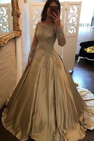 Langärmeliges Spitze Duchesse-Linie Elegantes Ballkleid mit Bordüre