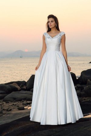 Beach Stil A-Linie Empire Taille Bodenlanges Brautkleid mit Applike - Bild 1