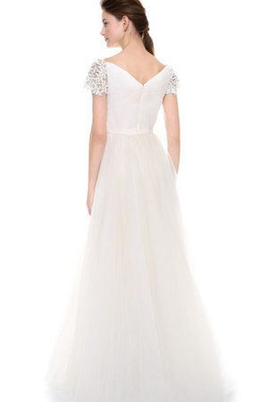 A-Line Reißverschluss Normale Taille Bodenlanges Brautkleid mit Blume - Bild 2