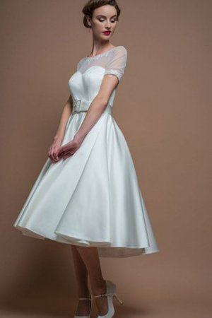 A-Line Wadenlanges Legeres Brautkleid mit Applike aus Satin - Bild 1