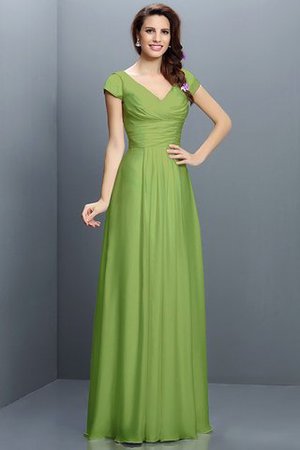 Reißverschluss Kurze Ärmeln Plissiertes Prinzessin Brautjungfernkleid aus Chiffon - Bild 14