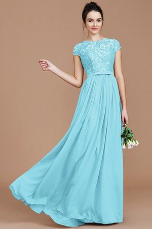 Prinzessin Chiffon Juwel Ausschnitt Kurze Ärmeln Bodenlanges Brautjungfernkleid - Bild 8