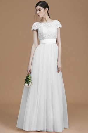 Tüll Prinzessin A-Linie Bodenlanges Brautjungfernkleid mit Schleife - Bild 35