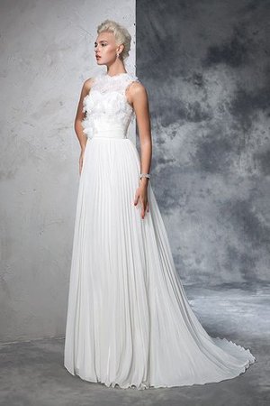 Prinzessin Hoher Kragen A-Linie Brautkleid mit Empire Taille mit Plissierungen - Bild 4