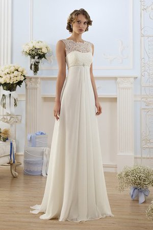 A-Linie Spitze Empire Taille Chiffon Brautkleid mit Gekerbten Ausschnitt - Bild 1