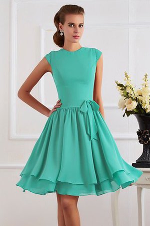 Normale Taille Chiffon Knielanges Brautjungfernkleid mit Schleife mit Gürtel - Bild 15