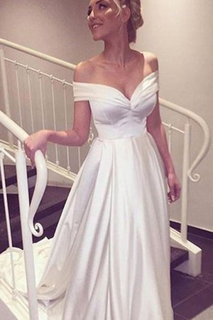 A-Linie Reißverschluss Romantisches Sittsames Brautkleid mit Kurzen Ärmeln - Bild 1