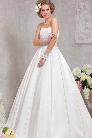 A-Line Trägerloser Ausschnitt Sittsames Brautkleid ohne Ärmeln aus Satin