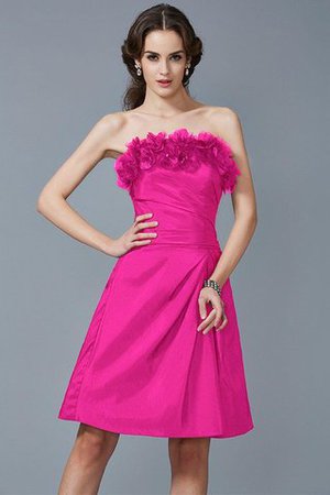 Trägerloser Ausschnitt Taft Mini Knielanges Brautjungfernkleid mit Blume - Bild 11