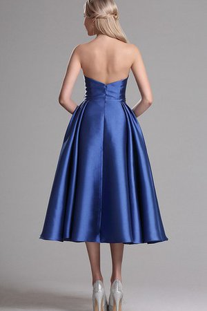 Reißverschluss Satin Normale Taille Wadenlanges Ballkleid mit Blume - Bild 2