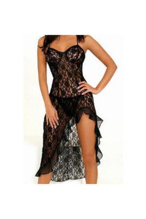 Spitze Durchschauen Mantel Spaghettibügel Sexy Babydoll