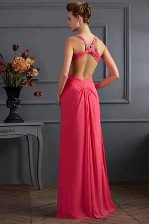 Herz-Ausschnitt Chiffon Bodenlanges Abendkleid mit Breiter Träger mit Rüschen - Bild 2