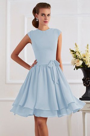 Normale Taille Chiffon Knielanges Brautjungfernkleid mit Schleife mit Gürtel - Bild 18