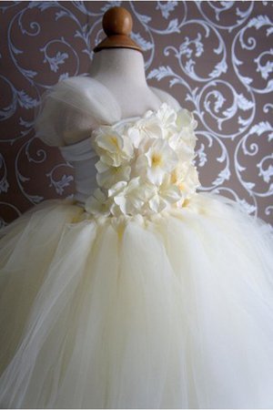 Empire Taille Duchesse-Linie Bodenlanges Blumenmädchenkleid aus Tüll mit Blume - Bild 2