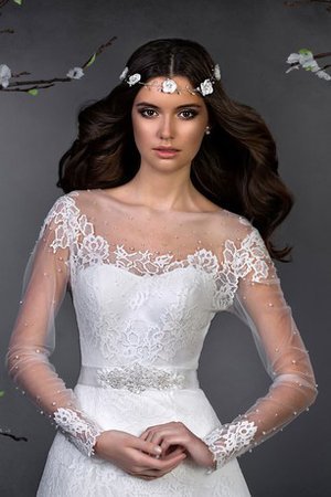 A-Line Lange Ärmeln Luxus Sittsames Brautkleid mit Applikation - Bild 2