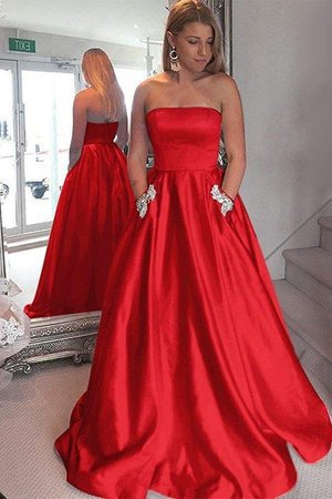 Engelwurz Prinzessin A Linie Normale Taille Satin Ballkleid mit Perlen ohne Ärmeln - Bild 3