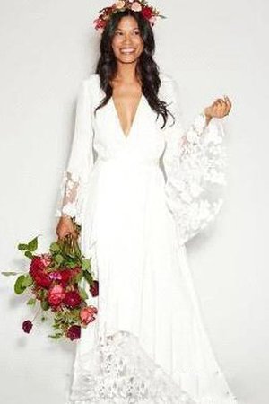 Spitze Drapiertes Tiefer V-Ausschnitt Brautkleid mit Bordüre aus Chiffon