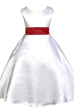 A-Line Satin Empire Taille Bodenlanges Blumenmädchenkleid mit Schmetterlingsknoten - Bild 1