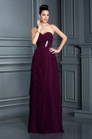 Chiffon Ärmelloses Herz-Ausschnitt Prinzessin Abendkleid mit Rüschen - Bild 1