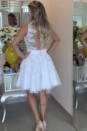 A Linie Edel Tüll Prinzessin Normale Taille Abiballkleid mit V-Ausschnitt ohne Ärmeln - Bild 2