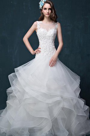 Organza Spitze Brautkleid mit Bordüre mit Rücken Schnürung - Bild 1