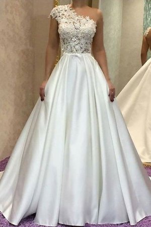 Satin Sweep Zug A-Linie Prinzessin Exquisit Brautkleid mit Bordüre