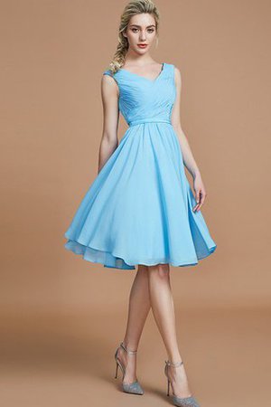 A linie Normale Taille Mini Brautjungfernkleid aus Chiffon mit V-Ausschnitt - Bild 6