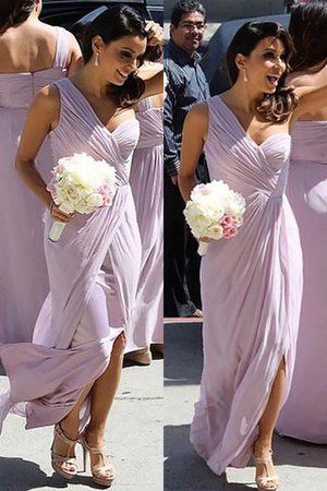 Natürliche Taile A-Linie Chiffon Prinzessin Brautjungfernkleid mit Einem Schulter