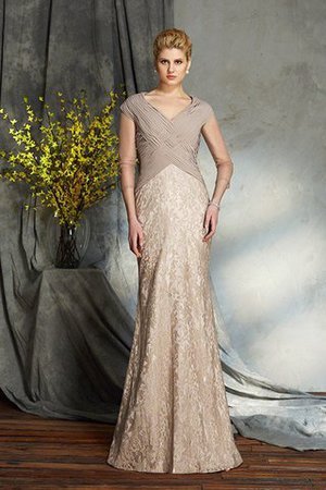 Enges Chiffon V-Ausschnitt Bodenlanges Brautmutterkleid mit Reißverschluss - Bild 4