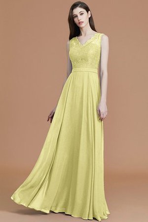 Normale Taille V-Ausschnitt Bodenlanges Brautjungfernkleid mit Bordüre aus Chiffon - Bild 14