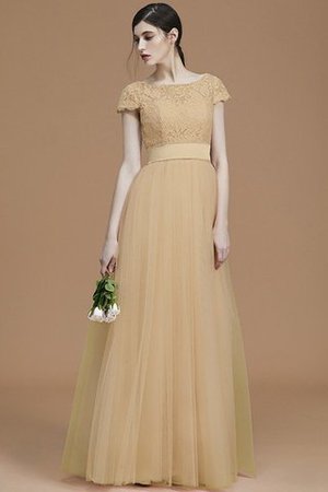 Tüll Prinzessin A-Linie Bodenlanges Brautjungfernkleid mit Schleife - Bild 15