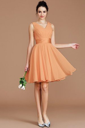 A linie Chiffon Mini Brautjungfernkleid mit Schleife mit Gürtel - Bild 24