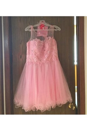 Prinzessin A Linie Mini Cocktailkleid mit Applikation mit Schaufel Ausschnitt - Bild 2