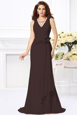 Normale Taille Meerjungfrau Chiffon V-Ausschnitt Anständiges Brautjungfernkleid - Bild 5