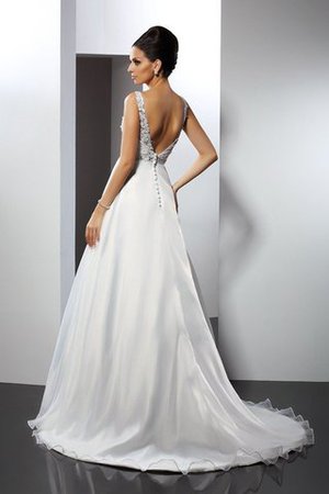 Prinzessin Schaufel-Ausschnitt Satin Brautkleid mit Kapelle Schleppe mit Rüschen - Bild 2