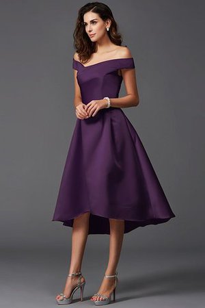 Ärmelloses Prinzessin A-Line Satin Vorn Kurz Hinten Lang Brautjungfernkleid - Bild 13