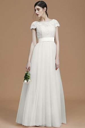 Tüll Prinzessin A-Linie Bodenlanges Brautjungfernkleid mit Schleife - Bild 22