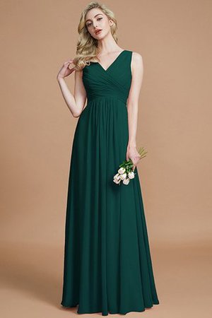 A-Line Prinzessin Chiffon Bodenlanges Brautjungfernkleid mit Reißverschluss - Bild 14