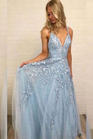 Tüll Prinzessin Große Verkäufe A Linie Normale Taille Ärmellos Abendkleid mit Applike