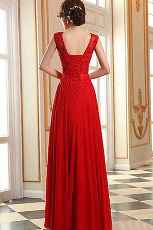 A Linie Juwel Ausschnitt Schlichtes Abendkleid mit Rücken Schnürung mit Applike - Bild 2