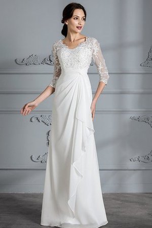 Normale Taille Etui V-Ausschnitt Dreiviertel Länge Ärmeln Chiffon Brautkleid - Bild 3