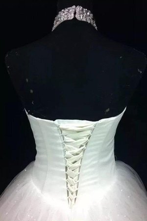Tüll Paillette Nackenband Süß Bodenlanges Brautkleid mit Perlen - Bild 3
