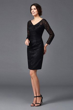 Enges Langärmeliges Elastischer gewebter Satin Mini Knielanges Brautmutterkleid - Bild 5